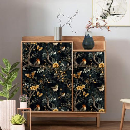 Black Woodland Bird Peel and Stick Wallpaper