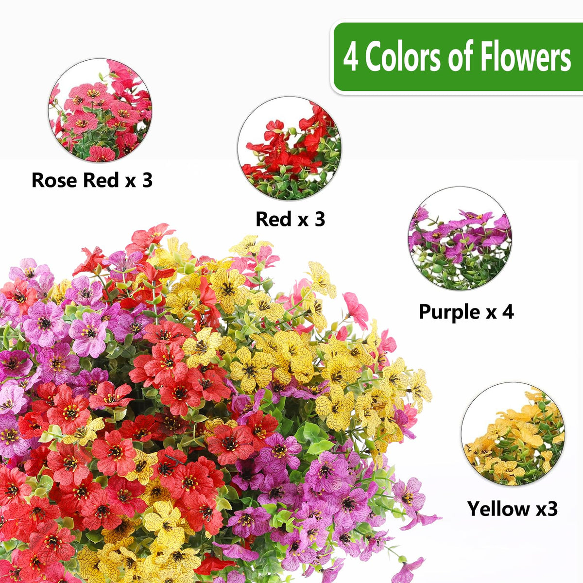 Artificial Flowers Fake Plants for Outdoors Summer Decoration (Mixed2 / Artificial Flowers(13 Pcs))
