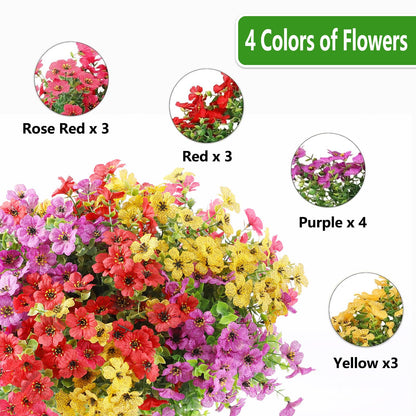 Artificial Flowers Fake Plants for Outdoors Summer Decoration (Mixed2 / Artificial Flowers(13 Pcs))