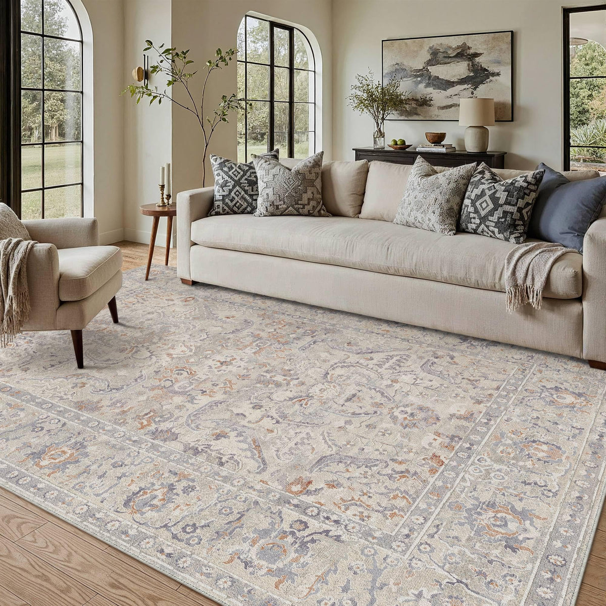 Area Rugs 5x7 Washable Rug Blue Grey (Blue Grey / 5' x 7' (Rectangular))