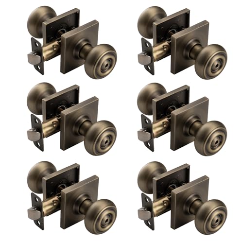 Antique Brass Door Knobs Interior with Turn Lock