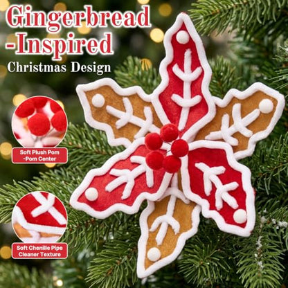 6 PCS Gingerbread Poinsettia Picks Christmas Tree Flowers (Gingerbread)