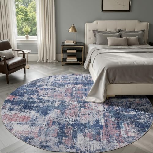 6ft Round Area Rug (Pink & Blue / 6' (Round))