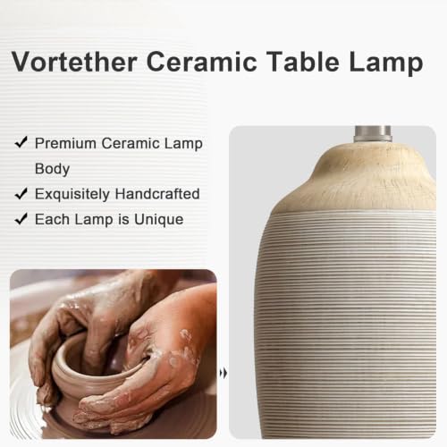 24.5" Rustic Bedside Lamp with Natural Textured Finish