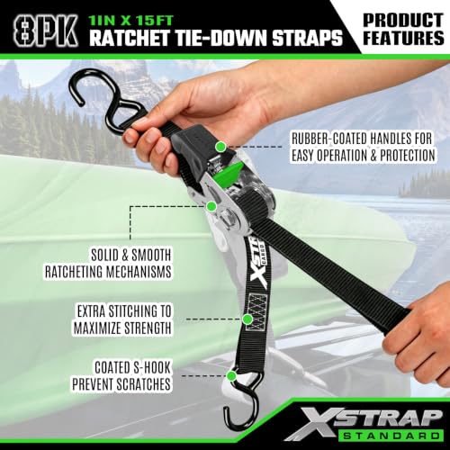 8 Pack Ratchet Tie Down Straps