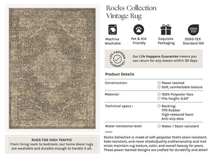 Area Rugs 6x9 Washable Rug for Living Room Brown (Brown Ⅲ / 6' x 9' (Rectangular))