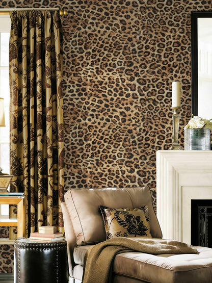 Cheetah Print Wallpaper Room Decor Brown Leopard Peel and Stick Wallpaper (Cheetah / 17.3" x 393.7")