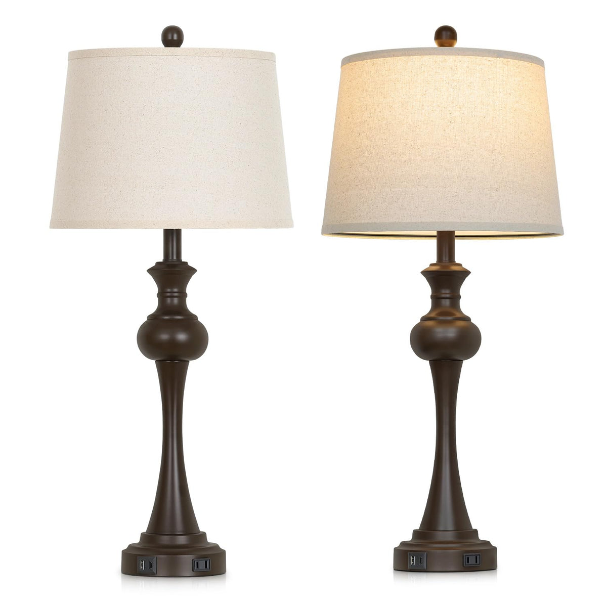 Brown Table Lamps Set of 2 (Brown-Set of 2)