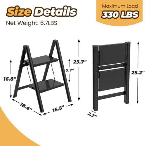 Step Ladder Lightweight Aluminum Folding Step Stool with Anti
