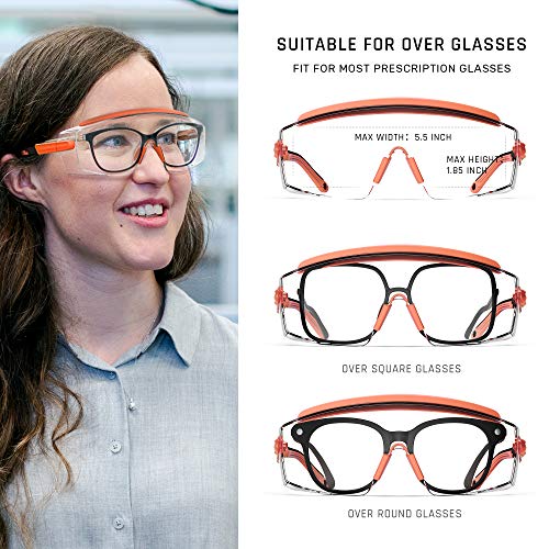 Anti fog Safety Glasses Over Glasses (Orange)