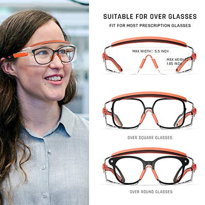 Anti fog Safety Glasses Over Glasses (Orange)