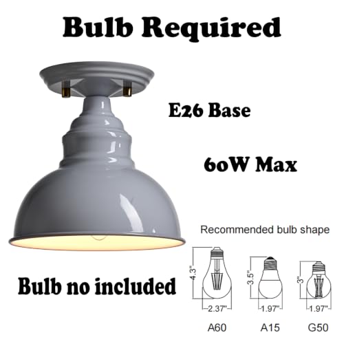 Flush Mount Ceiling Light Farmhouse Industrial Metal Dome Shade