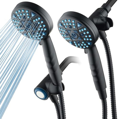 Seen-On-TV High Pressure 8-mode Handheld Shower Head - 2-mode Power Wash to Clean Tub, Tile & Pets, Stay-Clean Nozzles, Extra Long 6 ft. Stainless Steel Hose, Wall & Overhead Brackets