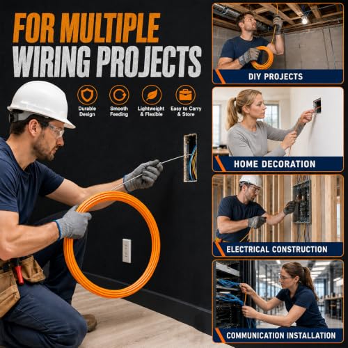 Fish Tape Wire Puller Through Wall Wire Threader Fish plus Fish Cable Fastener with Steel rope