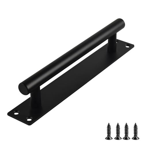 Black Barn Door Handles Matte White Gate Handles Outdoor Fence Hardware Replacement Modern Sliding Door Handle Pull with Backplate for Shed