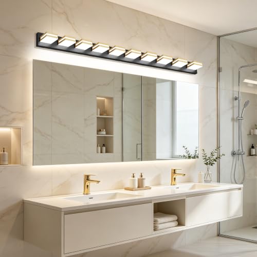 Bathroom Lights Fixtures Over Mirror (Black-Gold / 10-Light)