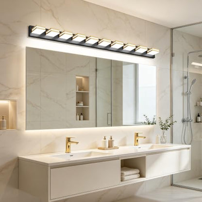 Bathroom Lights Fixtures Over Mirror (Black-Gold / 10-Light)
