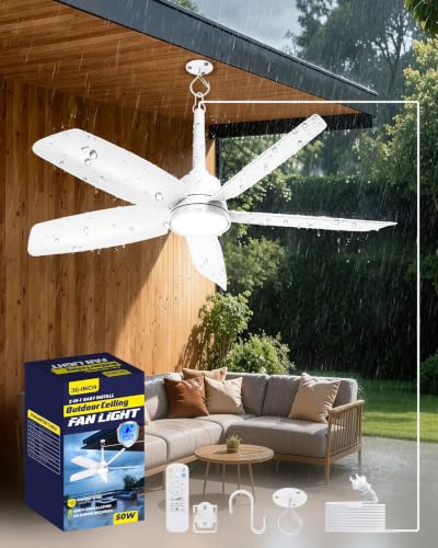 Outdoor Gazebo Ceiling Fan with Light and Remote