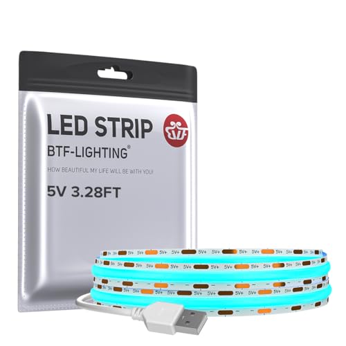 FCOB 5V USB Powered Ice Blue Color COB LED Strip Lights for TV (Ice Blue / 3.28FT)