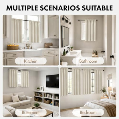 4 Panels Rod Pocket Blackout Window Curtains for Bedroom