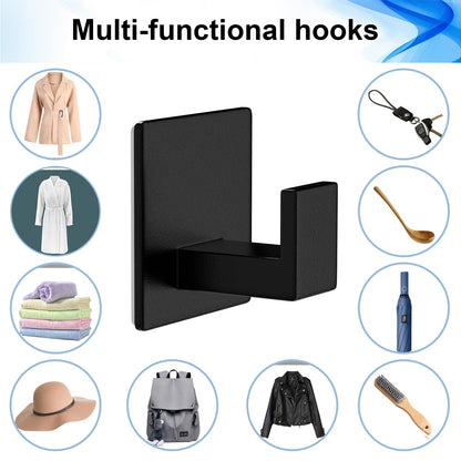 Adhesive Shower Hooks (Adhesive "7" Shape -2 Pack / Black)
