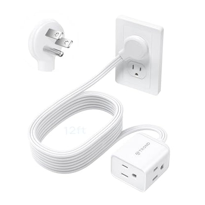Flat Plug Extension Cord with 3 AC