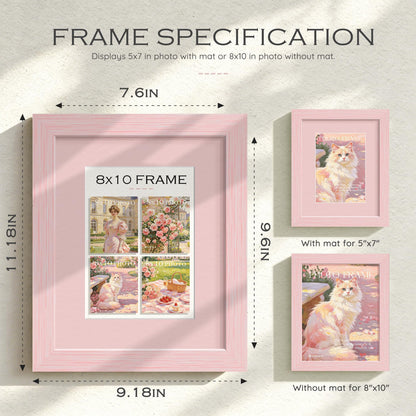 8x10 Blush Pink Wooden Picture Frame (Pink Frame Pink Mat / 8x10)