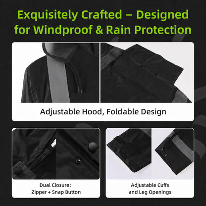High Vis Safety Rain Jackets and Pants for Men Women (Black / Large)