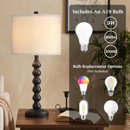 27" Farmhouse Modern Black Table Lamp for Living Room Bedroom (Black 1 Pack)