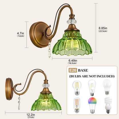 1 Piece Vintage Wall Sconce (Antique Brass and Green / 1-Light)