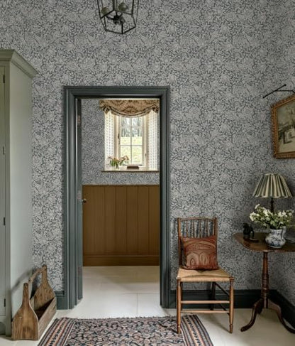 Dark Blue William Morris Peel Stick Wallpaper Floral Contact Paper (Dark Blue / 17.3" x 78.7")
