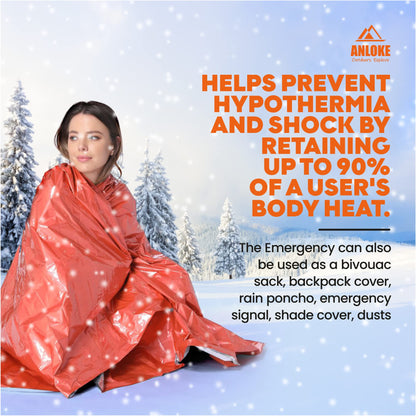 Emergency Blanket Mylar Thermal Blanket (Orange-4 Pack)