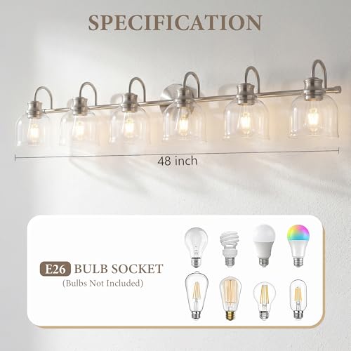 6 Lights 48" Bathroom Vanity Light Fixtures (Brushed Nickel / 6 Lights)