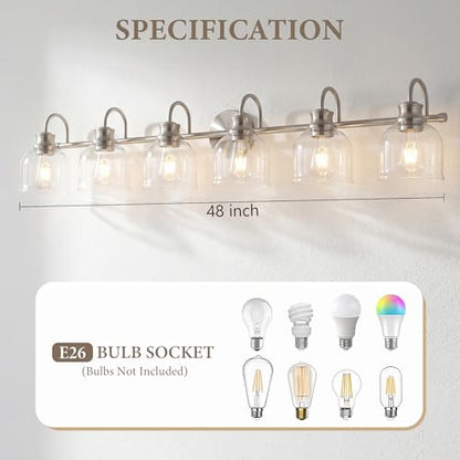 6 Lights 48" Bathroom Vanity Light Fixtures (Brushed Nickel / 6 Lights)