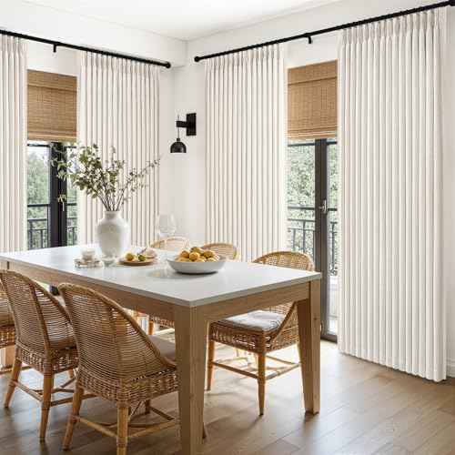 102 Inch Long Curtains Extra Wide 70 Inch Width Blackout Pinch Pleat Drapes for Living Room Patio Sliding Door Natural Linen Heavy Insulated Farmhouse for 60W Large Window (Birch / 70"W x 102"L (Pack of 1))