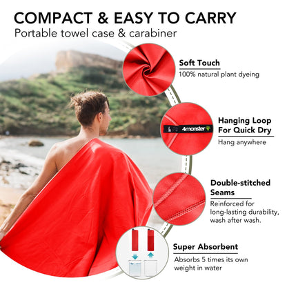 Quick Dry Microfiber Towel (Red / 20.00" x 12.00")