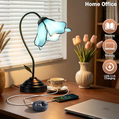 Table Lamp Handmade Flower Stained Glass Bedside Lamp