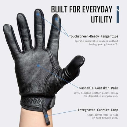 Patrol Gloves Tactical Glove Mens Goatskin Palm Touchscreen Lightweight