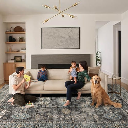 Washable Area Rug 8×10 for Living Room (Silver / 8' x 10' (Rectangular))