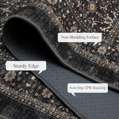 Washable Area Rug 6×9 for Living Room (Dark Gray / 6' x 9' (Rectangular))
