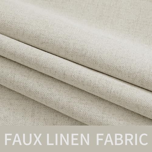 100% Blackout Linen Curtains for Bedroom 52x108 Inches Light Cream (Light Cream / 52"W x 108"L (Pack of 2))