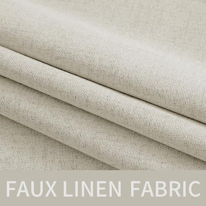 100% Blackout Linen Curtains for Bedroom 52x108 Inches Light Cream (Light Cream / 52"W x 108"L (Pack of 2))