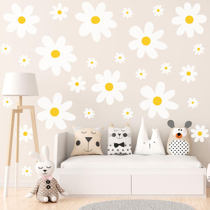 42 Pcs Large White Daisy Wall Decals (White)