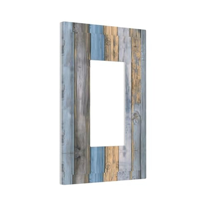 Rustic Grey Teal Wood Light Switch Cover Decorative Gray Blue Wooden Duplex Outlet Covers Wall Plate Switch Plate Covers Electrical Outlets Faceplate for Kitchen Bathroom Bedroom 5" x 3"