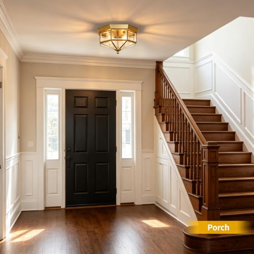 Farmhouse Style Square Flush Mount Ceiling Light