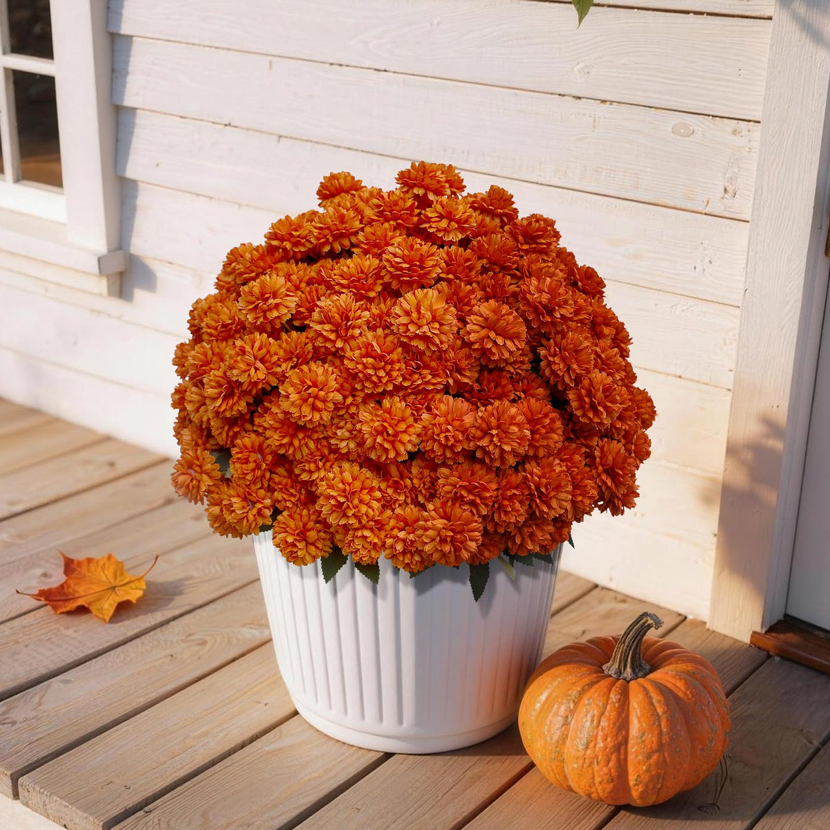 Artificial Fall Mums (Orange-12 Bundles)