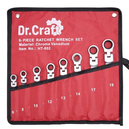 Dr.Craft 8 Piece Ratcheting Wrench Set Metric SAE CR