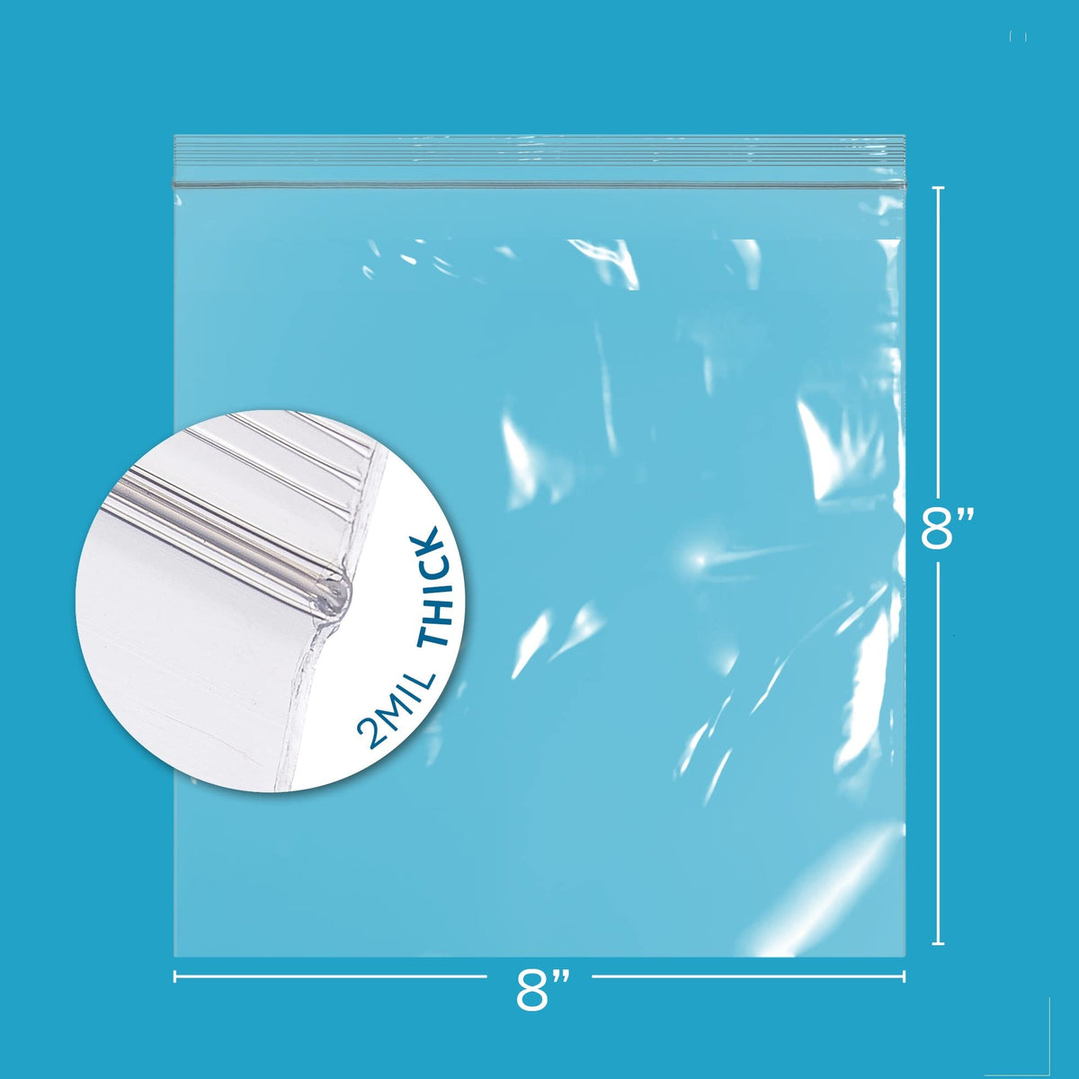 8" x 8" Zip Bags (200 Pack / 8" x 8")