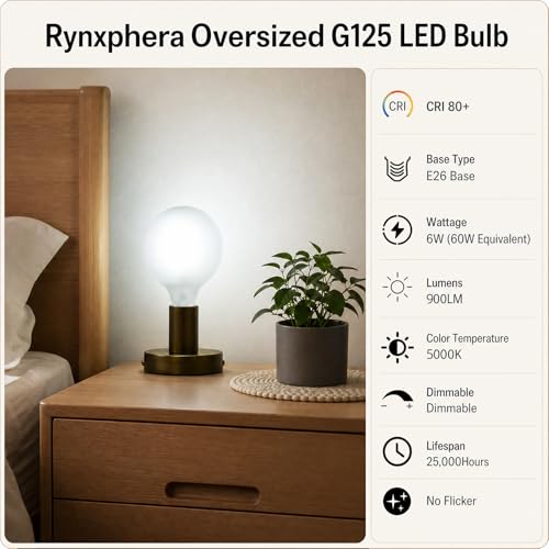 Large Globe Light Bulbs 60 Watt Equivalent (6w-5000k)