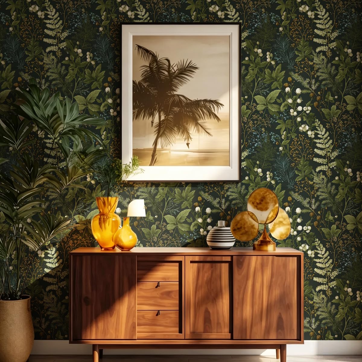Dark Floral Peel and Stick Wallpaper for Bathroom 16.9inx118.1in (Dark / 16.9inch x 118.1inch)
